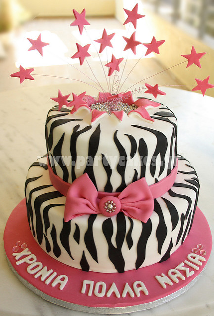 Two Tier Pink Zebra Cake Two Tier Pink Zebra Cake