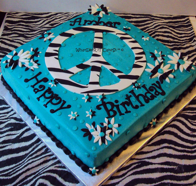 Zebra Print Peace Sign Cake Zebra Print Peace Sign Cake