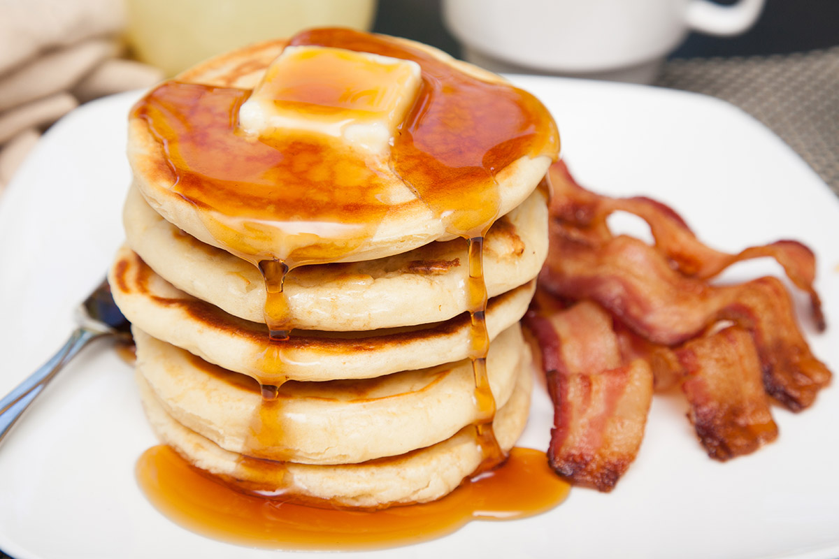 Pancakes with Syrup and Bacon Pancakes with Syrup and Bacon