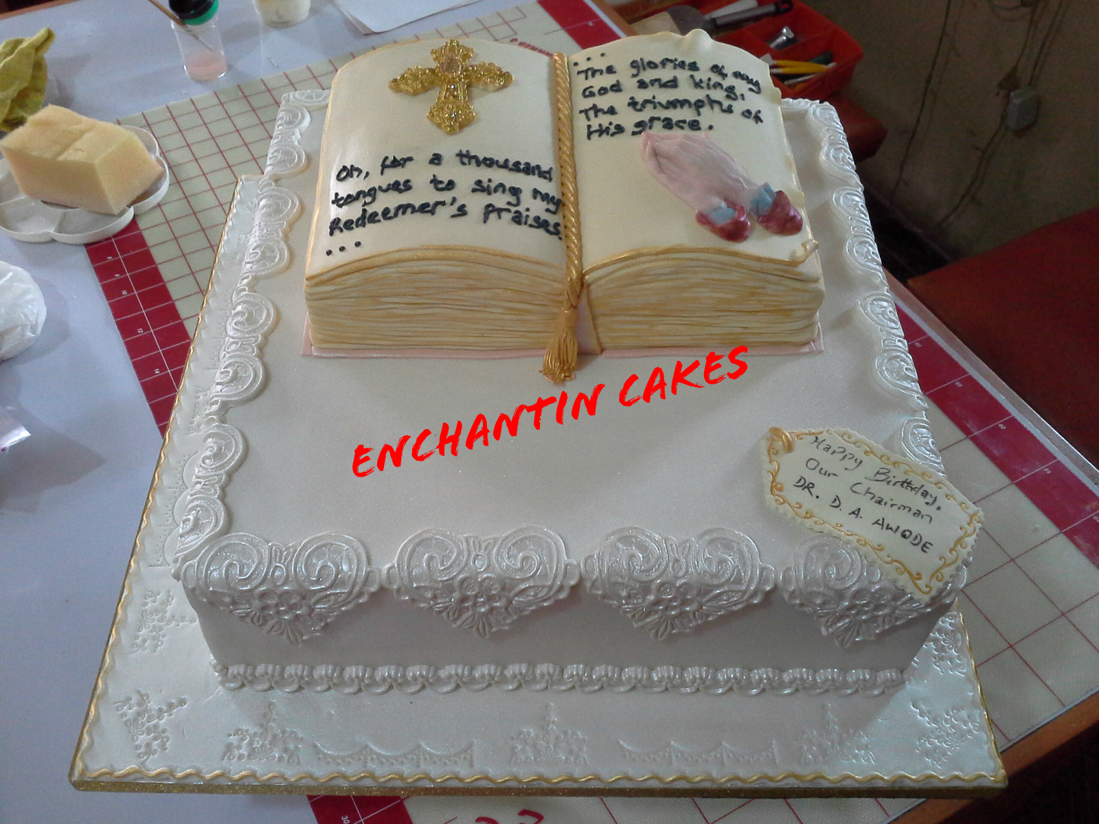 They guide us about the world of the lord. 12 Elegant Birthday Cakes For Pastors Photo Bible Birthday Cake Church Anniversary Cake And Church Anniversary Cakes Ideas Snackncake
