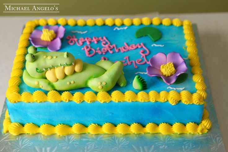 Sheet Cake with Blue Flowers Sheet Cake with Blue Flowers