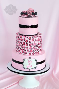 Cheetah Print Baby Shower Cake Girl Cheetah Print Baby Shower Cake Girl