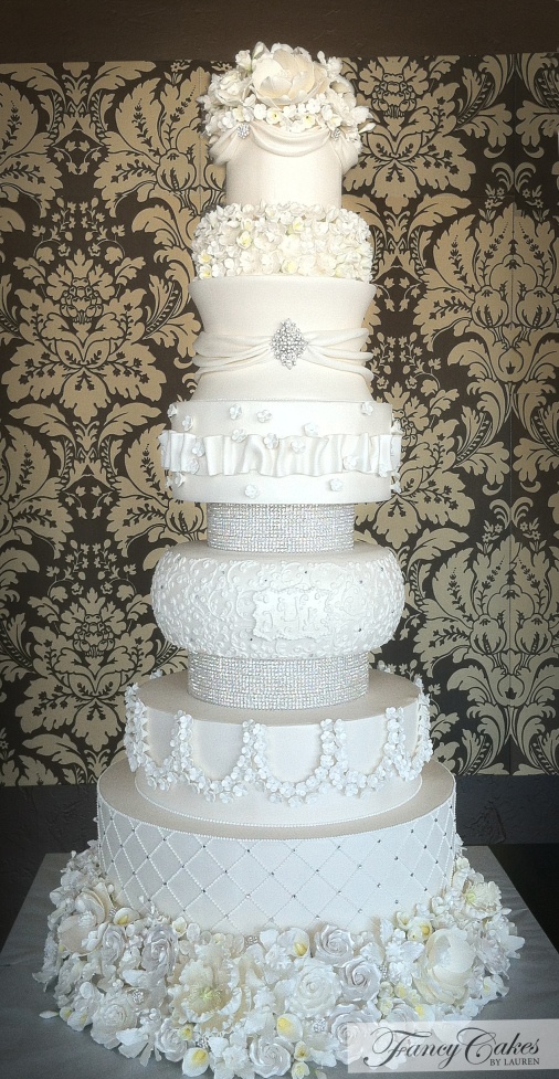 Elegant Wedding Cake with Bling and Flower