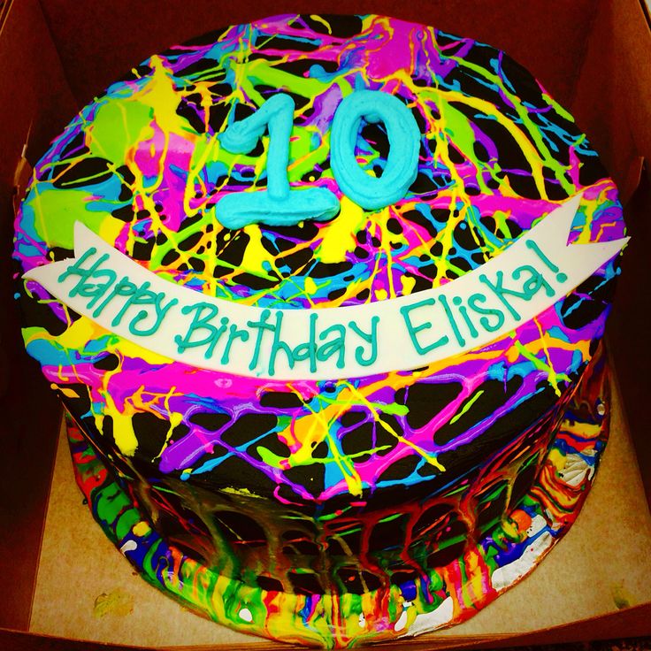 Neon Paint Splatter Birthday Cake Neon Paint Splatter Birthday Cake