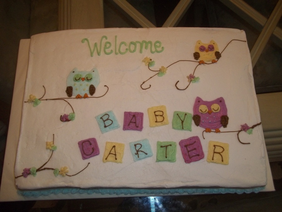 Owl Baby Shower Sheet Cakes Owl Baby Shower Sheet Cakes