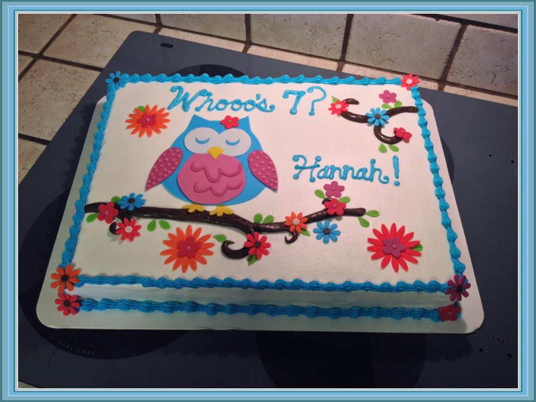 Owl Birthday Sheet Cake Owl Birthday Sheet Cake