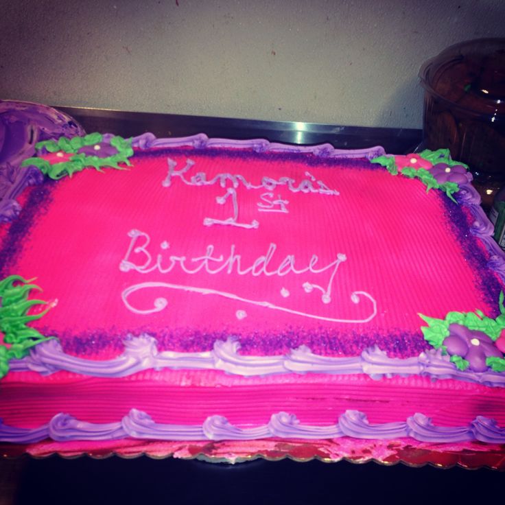 Purple and Pink Flower Sheet Cake Purple and Pink Flower Sheet Cake