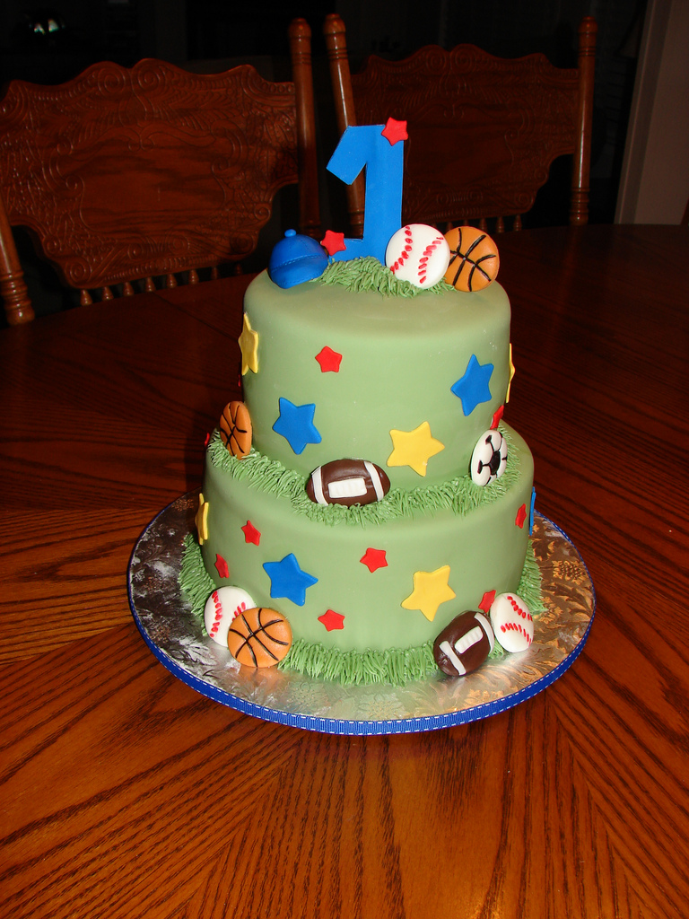 Sports Theme 1st Birthday Cake Sports Theme 1st Birthday Cake