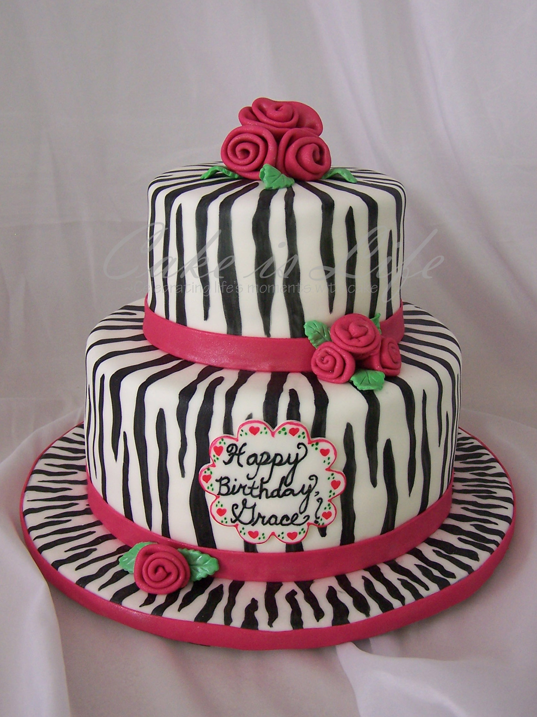 Zebra Girly Birthday Cake Zebra Girly Birthday Cake