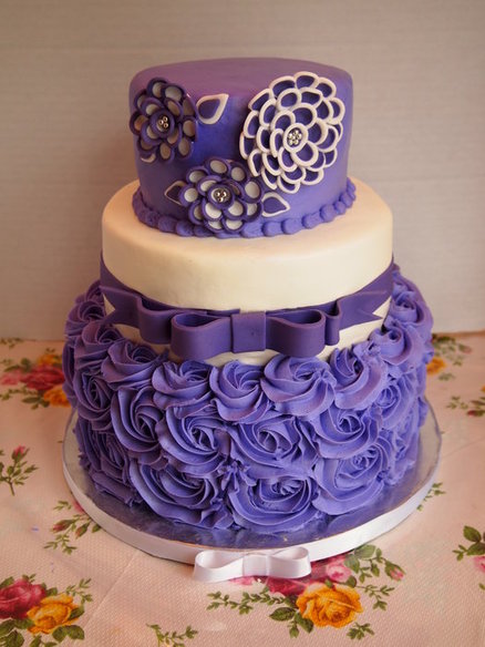 Purple and White Birthday Cake Purple and White Birthday Cake
