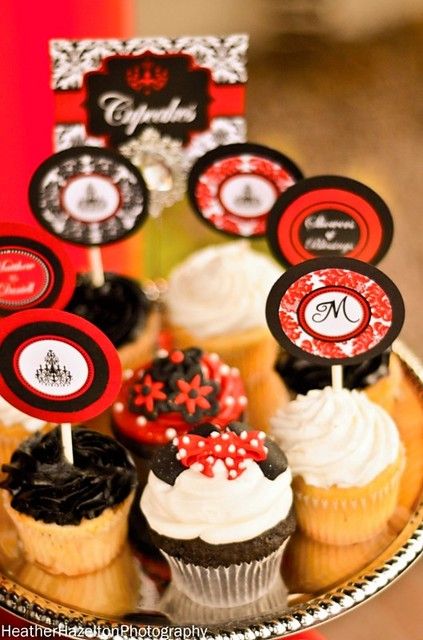 Red and Black Bridal Shower Cupcake Ideas Red and Black Bridal Shower Cupcake Ideas