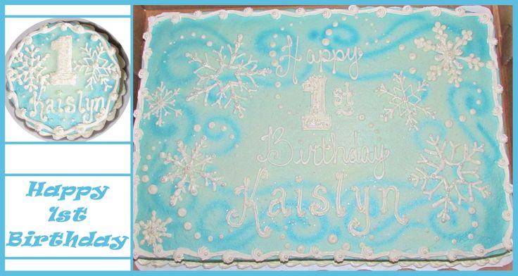 Snowflake Winter Birthday Sheet Cakes Snowflake Winter Birthday Sheet Cakes