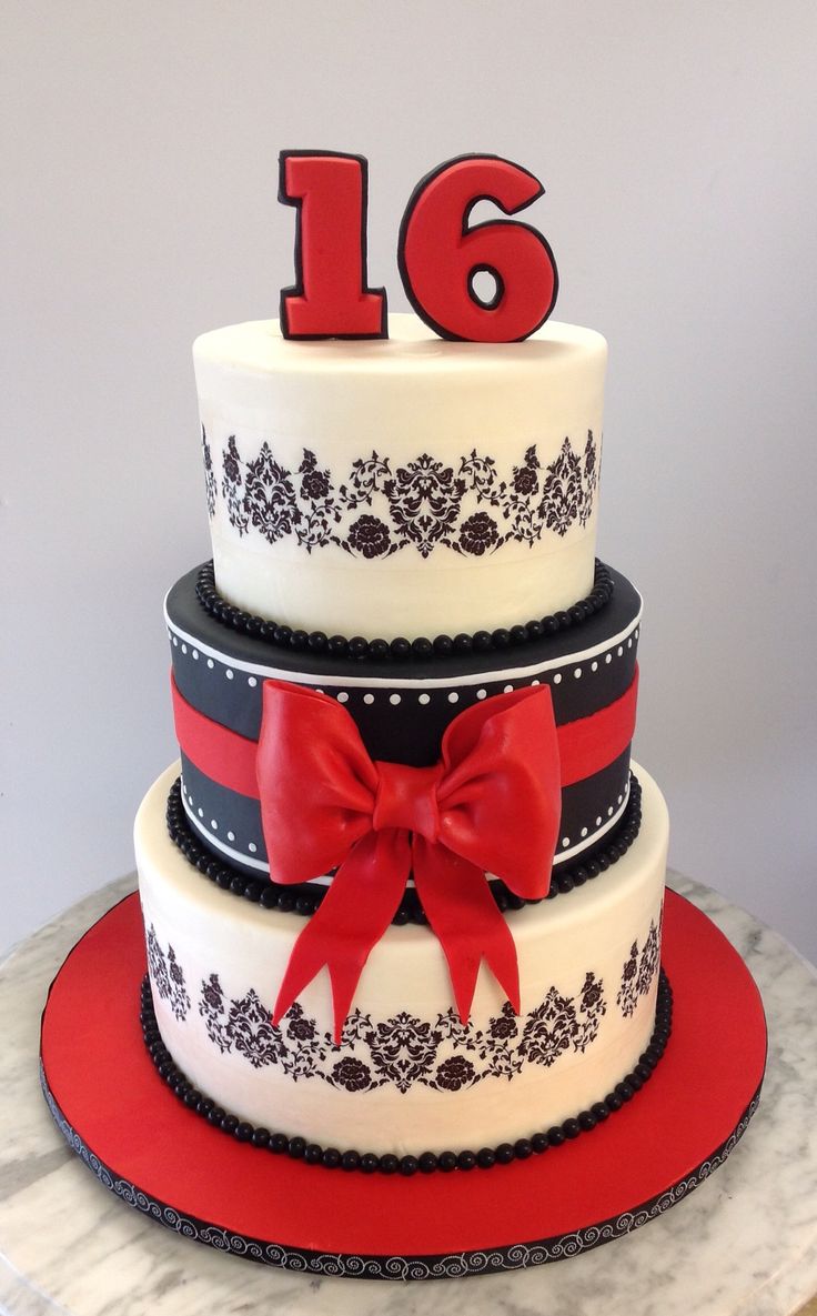 Black and White Sweet 16 Cake Black and White Sweet 16 Cake