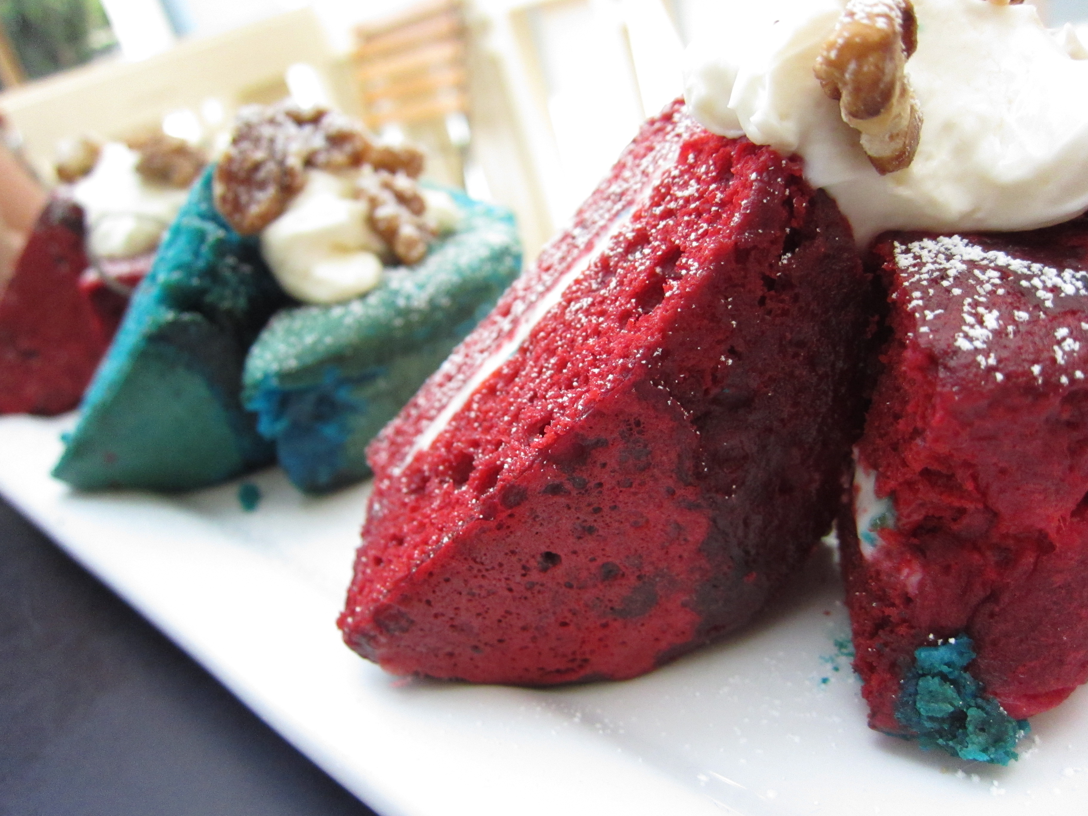 Blue and Red Velvet Pancakes Blue and Red Velvet Pancakes