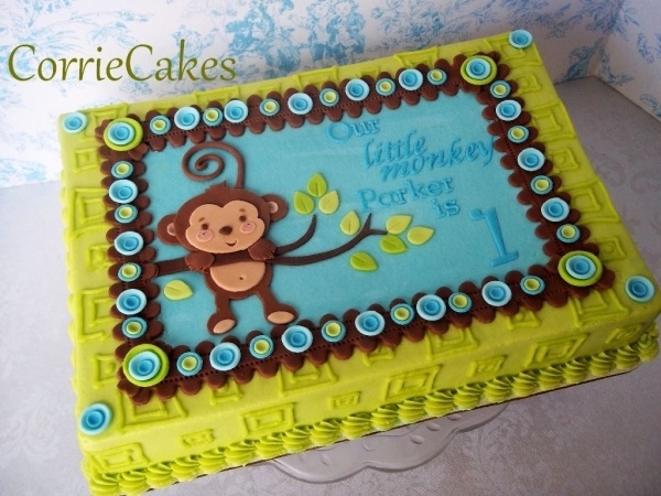 Monkey 1st Birthday Sheet Cake Monkey 1st Birthday Sheet Cake