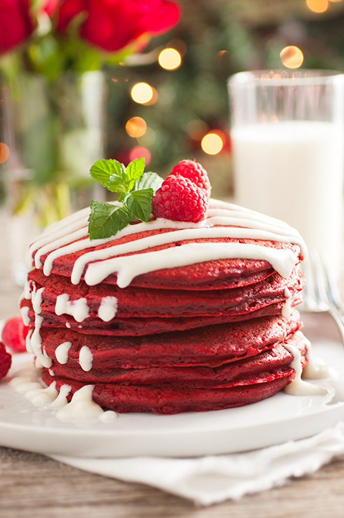Red Velvet Pancakes with Cream Cheese Red Velvet Pancakes with Cream Cheese