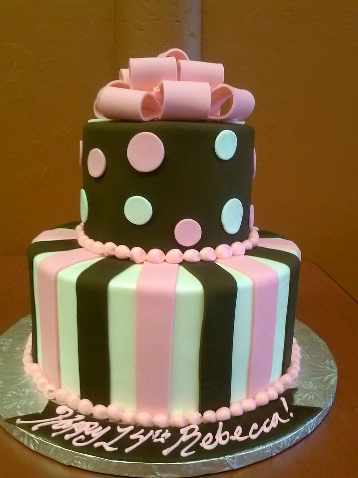 Brown and Pink Birthday Cake Brown and Pink Birthday Cake