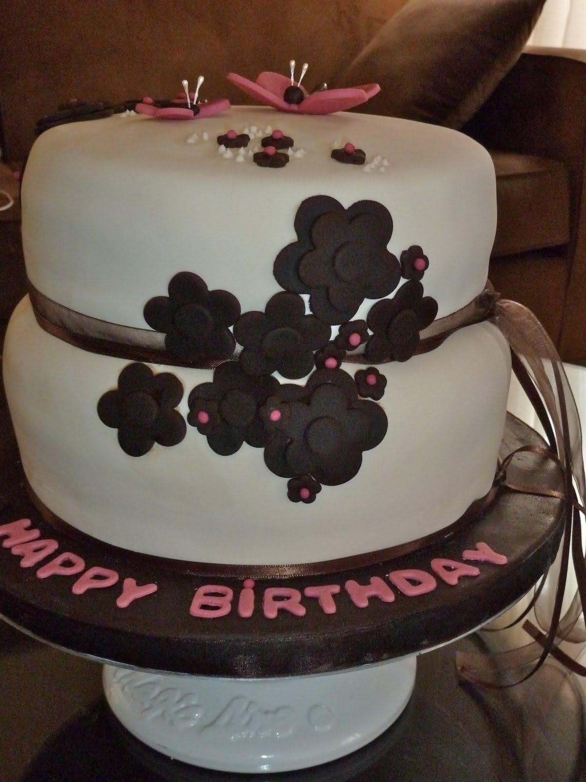 Brown and Pink Birthday Cake Brown and Pink Birthday Cake