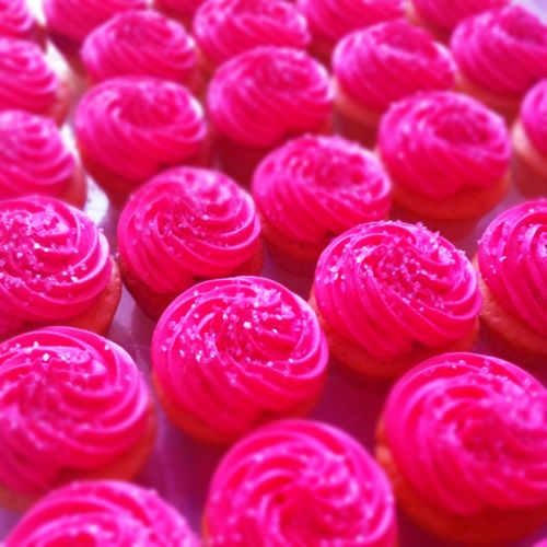 12 Hot Pink Colored Cupcakes With Bling Photo Glitter Hot Pink Cupcake
