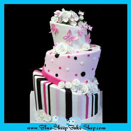 Pink and Black Topsy Turvy Cake Pink and Black Topsy Turvy Cake