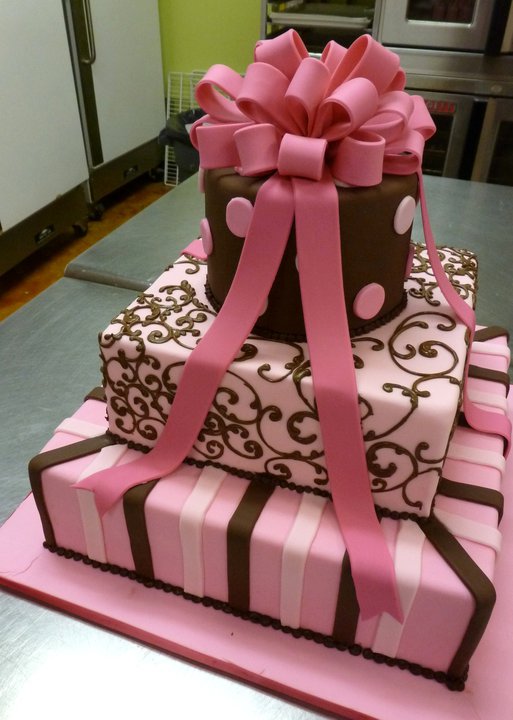 Pink and Brown Baby Shower Cake Pink and Brown Baby Shower Cake