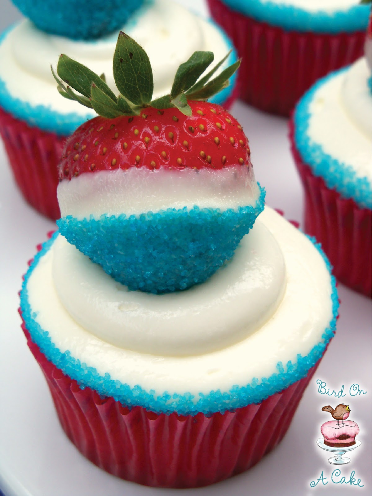 Strawberry Red White and Blue Cupcakes