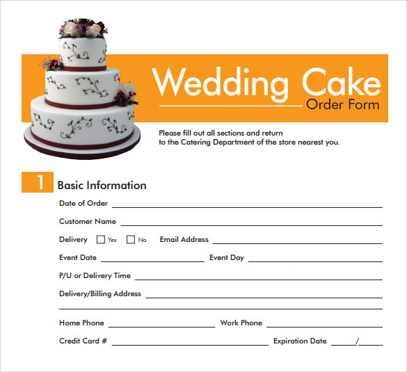 Wedding Cake Order Form Template Wedding Cake Order Form Template
