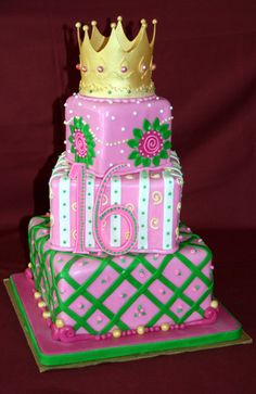 Aka Pink and Green Birthday Cake