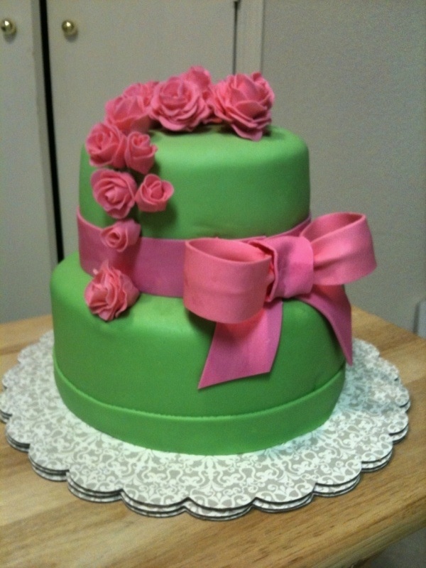 Alpha Kappa Alpha Pink and Green Cakes