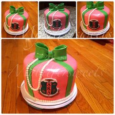 Alpha Kappa Alpha Pink and Green Cakes