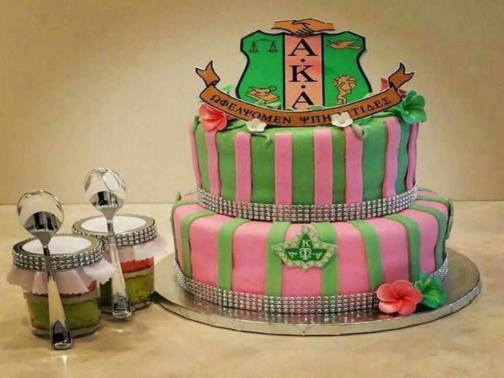 Alpha Kappa Alpha Pink and Green Cakes