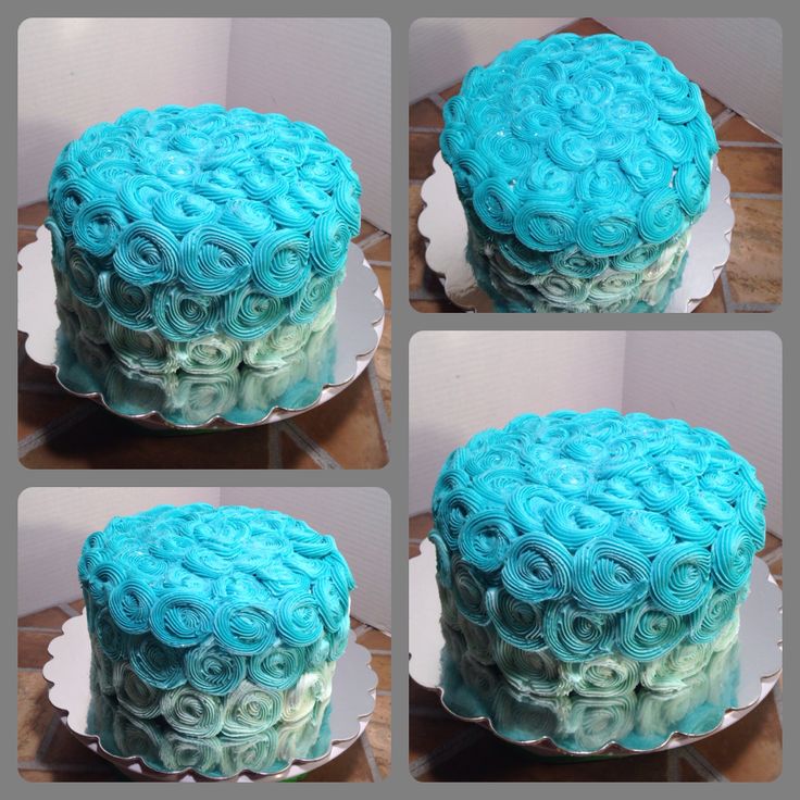 Blue Ombre Rosette Cake Blue Ombre Rosette Cake