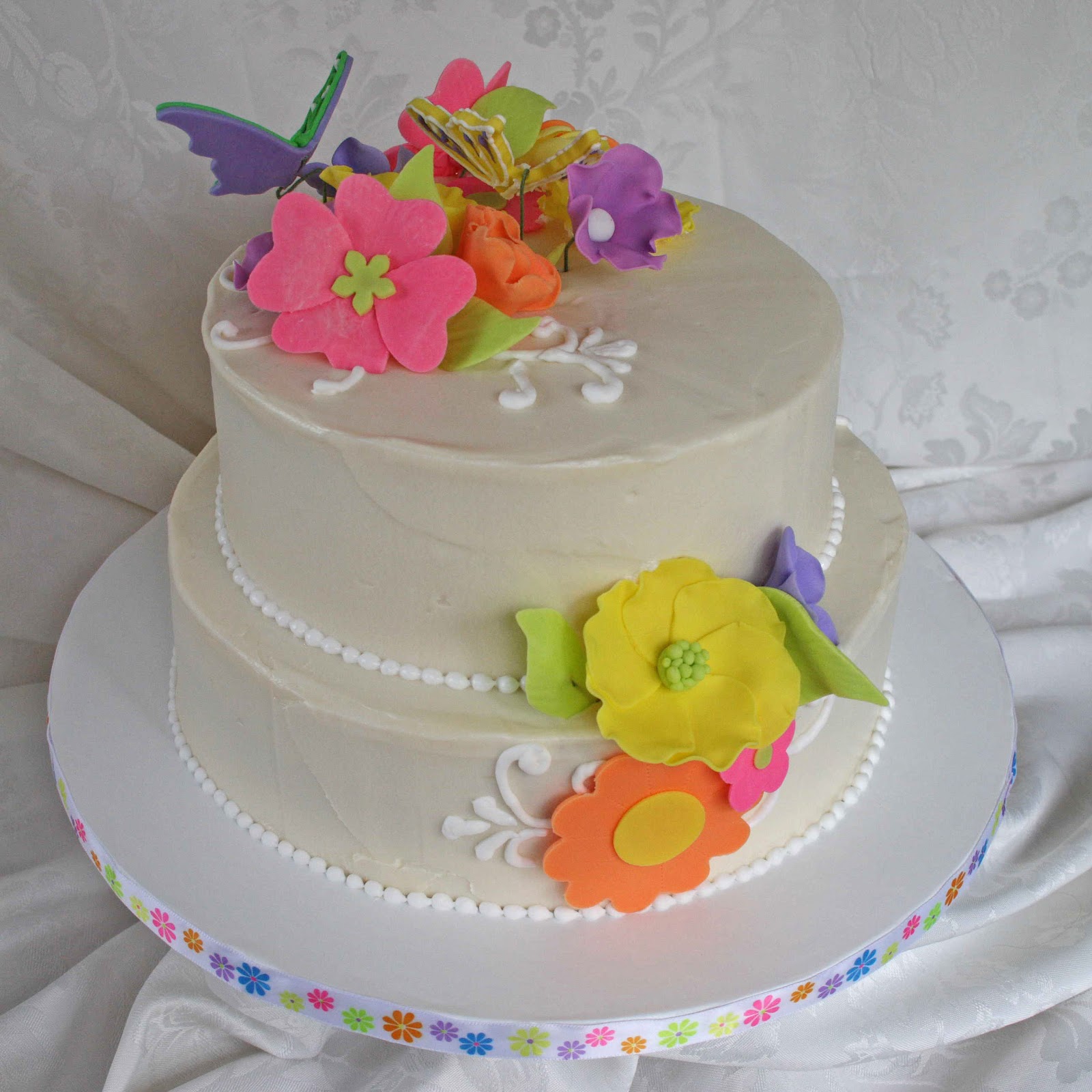 Cake with Flowers and Butterflies Cake with Flowers and Butterflies