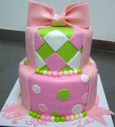 Green and Pink Bow Cake Green and Pink Bow Cake