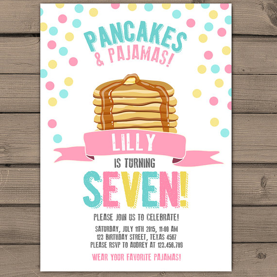 Pancakes and Pajamas Birthday Party Invitations Pancakes and Pajamas Birthday Party Invitations