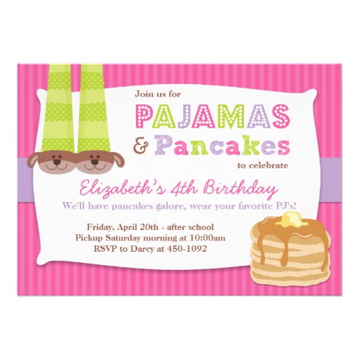 Pancakes Sleepover Birthday Party Invitations Pancakes Sleepover Birthday Party Invitations