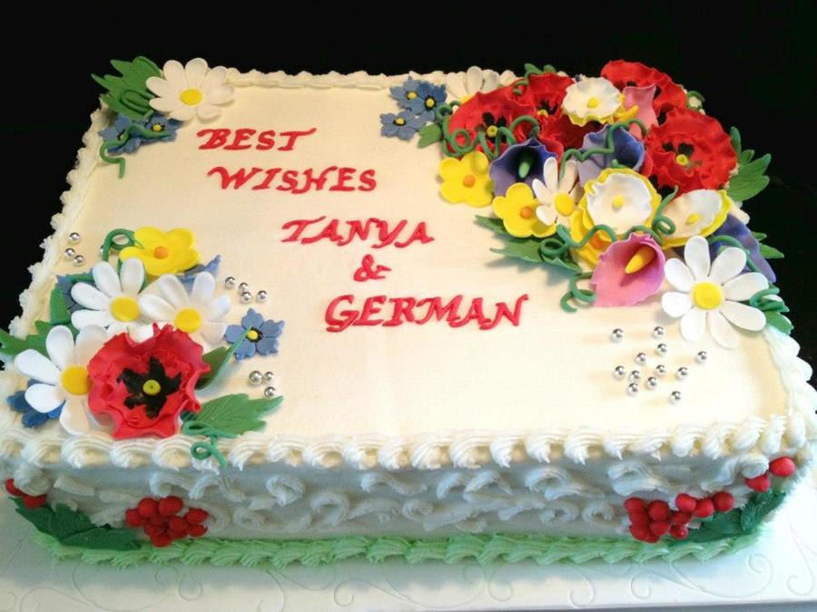 Bridal Shower Cake with Flowers Bridal Shower Cake with Flowers