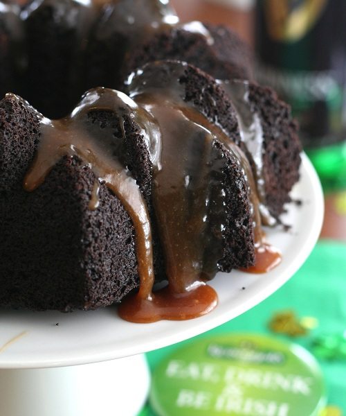 Chocolate Bundt Cake with Caramel Sauce