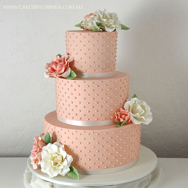 peach wedding cake wedding
