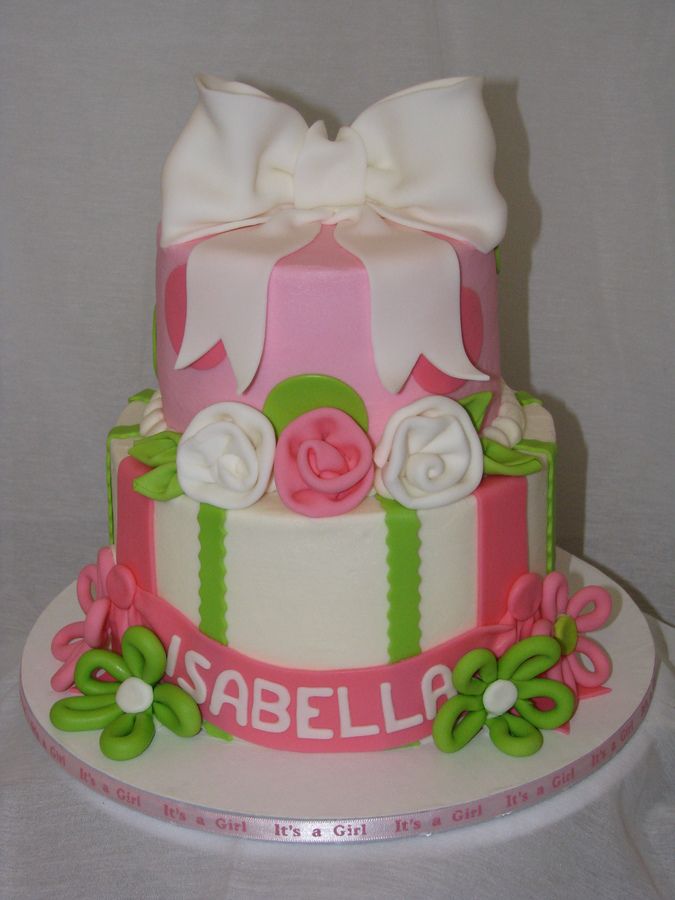 8 Lime Green And Pink Ladybug Baby Shower Cakes Photo Lime Green