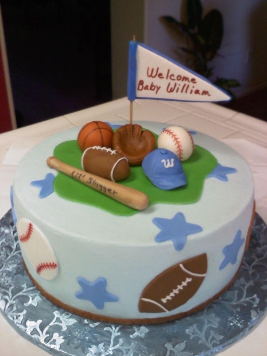 Sports Themed Baby Shower Cake Sports Themed Baby Shower Cake