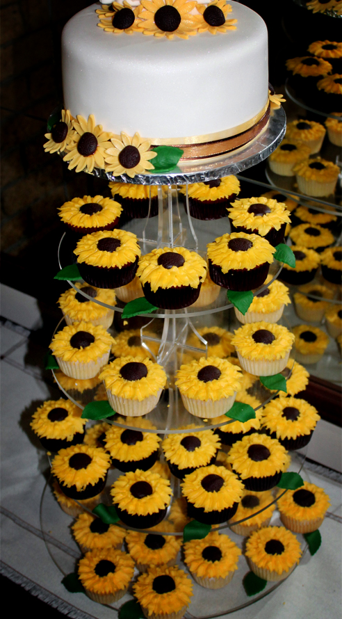 12 Sunflower Cupcake Wedding Cakes Photo Cake And Cupcakes Sunflower Wedding Cake And Cupcakes