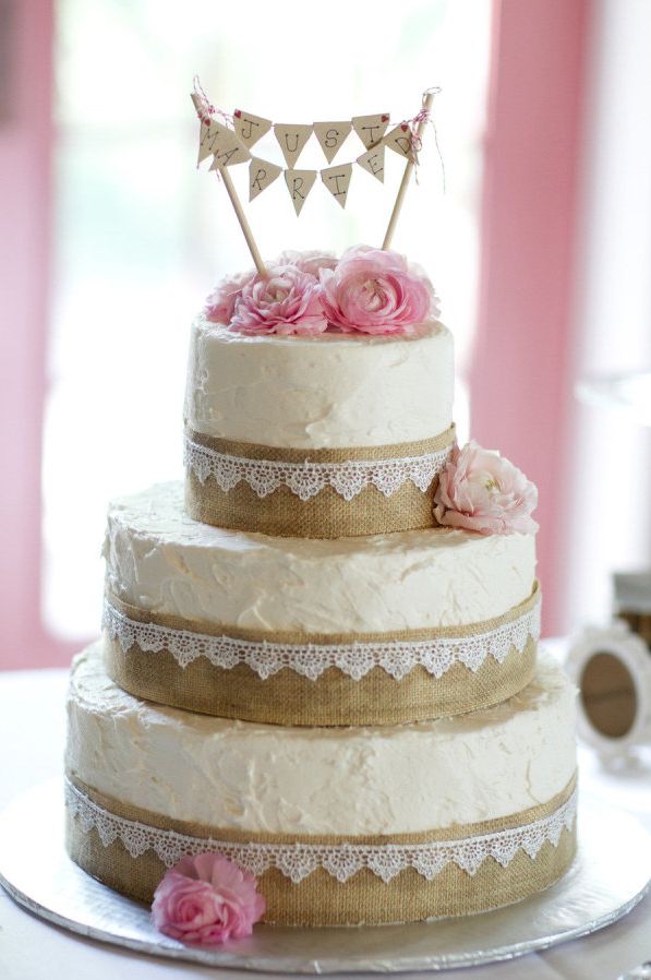 Burlap and Lace Wedding Cake Ideas Burlap and Lace Wedding Cake Ideas