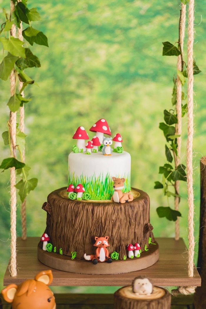 12 Mushroom Fairy Enchanted Forest 1st Birthday Cakes Photo