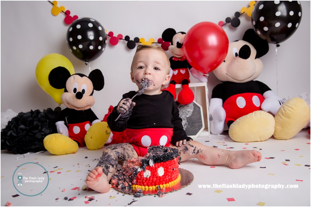 Mickey Mouse Smash Cake Photography.