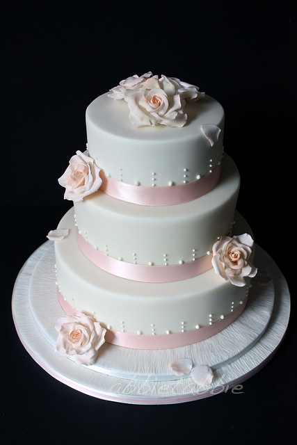 Peach and Ivory Wedding Cake Peach and Ivory Wedding Cake