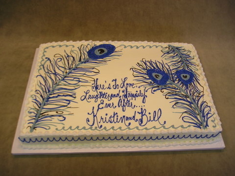 Peacock Bridal Shower Sheet Cake