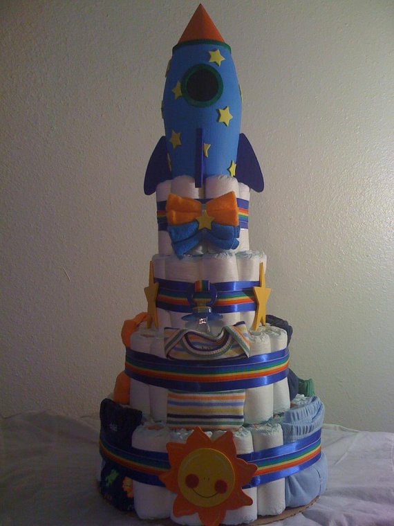 Rocket Baby Shower Diaper Cake Rocket Baby Shower Diaper Cake