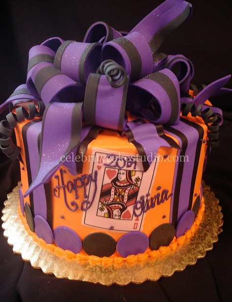Happy Birthday Cake Orange Purple