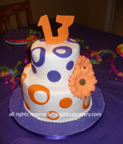 Purple and Orange Birthday Cake